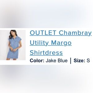 NWT Vineyard Vines Chambray Shirt Dress, Jake Blue, Small